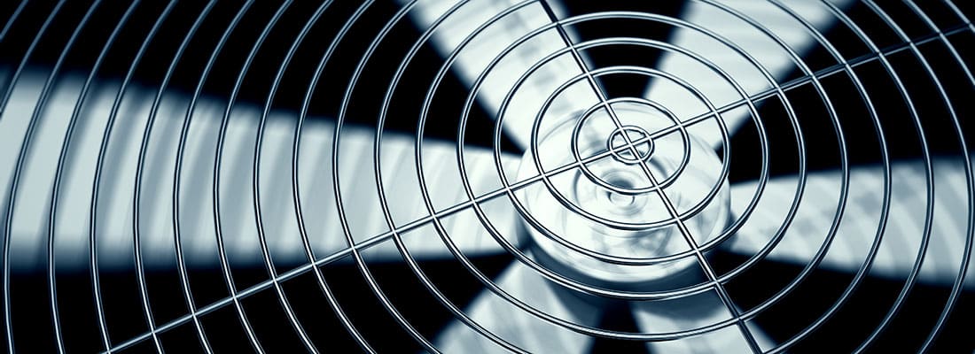 Spinning fan closeup.